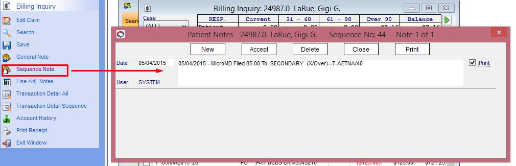 billing inquiry screen 2