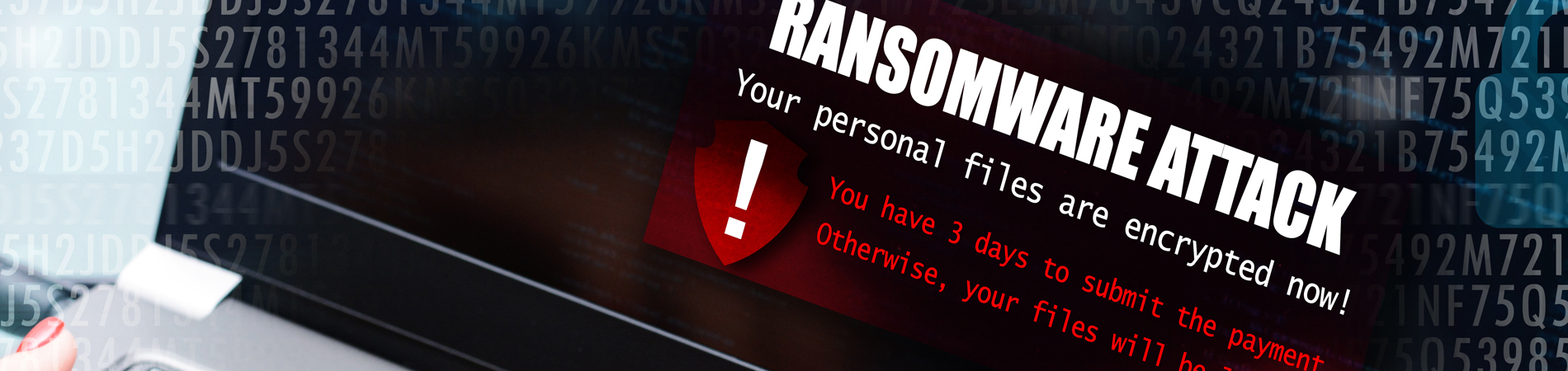 computer screen displaying the phrase "ransomware attack"