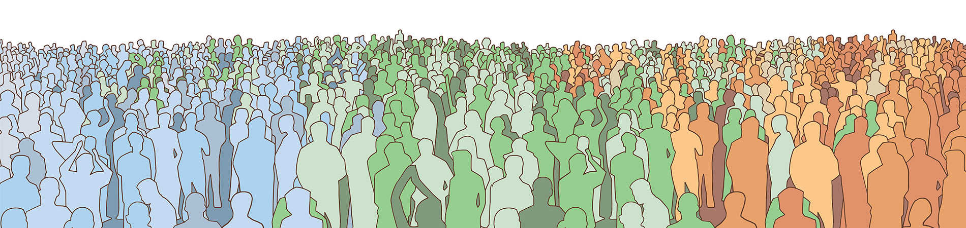 Population health signified by a large crowd of people.