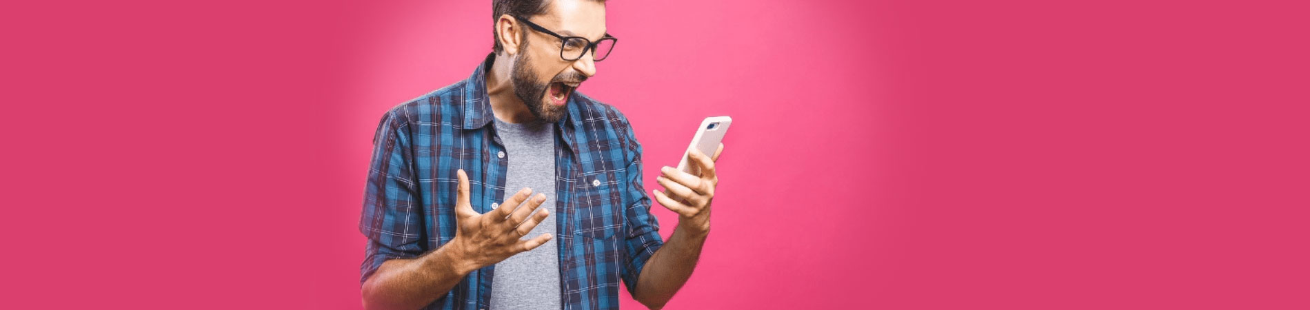 man yelling at phone